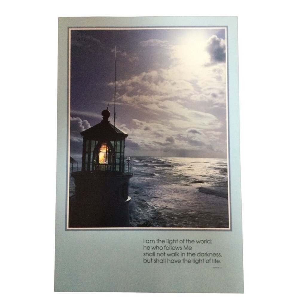 Vintage Argus Lighthouse Poster Print 1985 80s DIY Craft Inspirational Quote